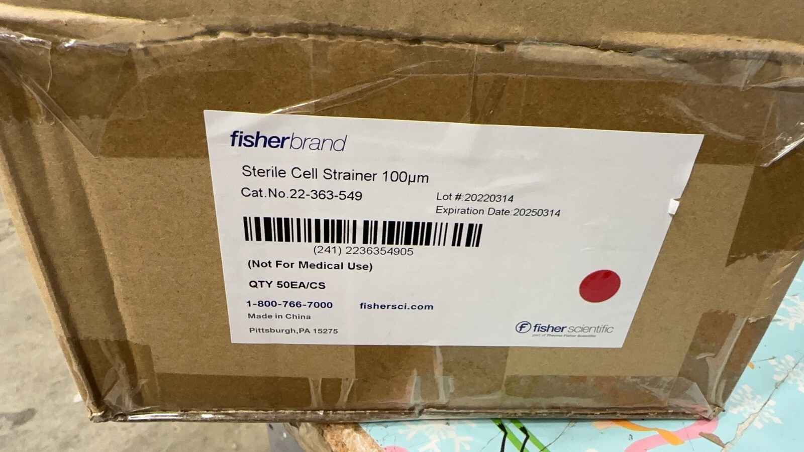 Lot of 70, Fisherbrand 22363549 Sterile Cell Strainers 100μm