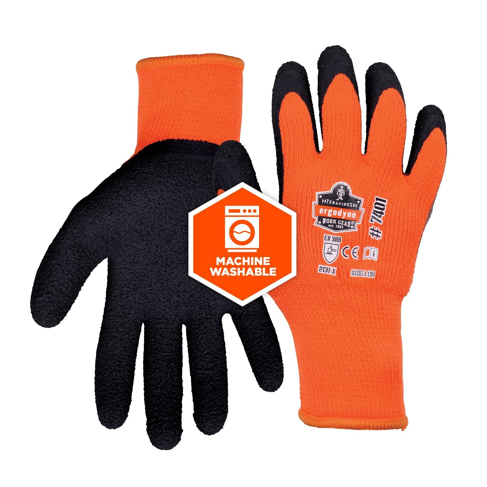 Ergodyne ProFlex 7401 Coated Winter Work Gloves, Latex Coated Palm, Thermal