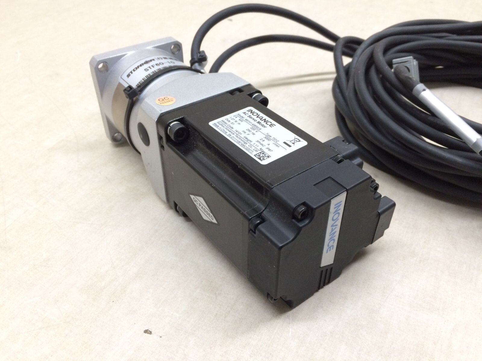Inovance MS1H1-40B30CB AC Servo Motor w/ Stonker STF60-10 Gear Reducer