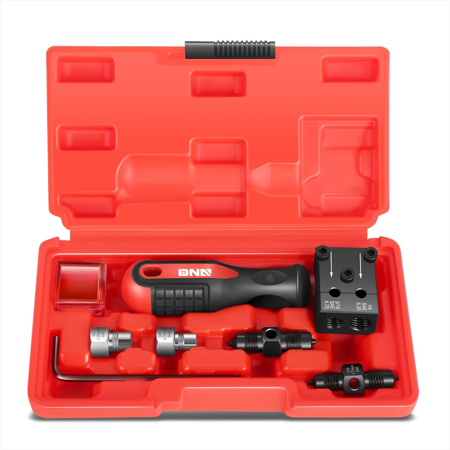Carbon Steel Brake Line Double Flaring Tool Set w/Handle for 3/16″ & 1/4″ Tube