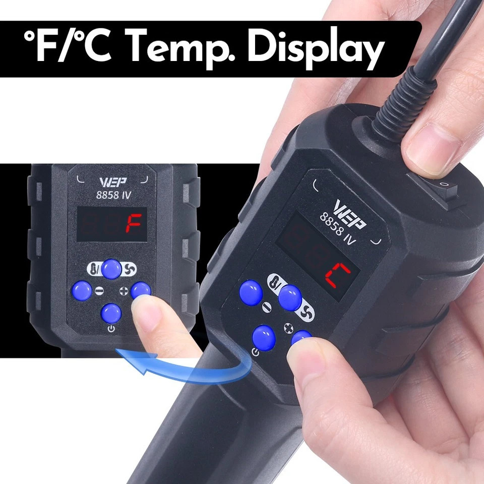 WEP Digital Rework Station Portable Soldering Iron Kit Hot Air Gun Desolder Tool
