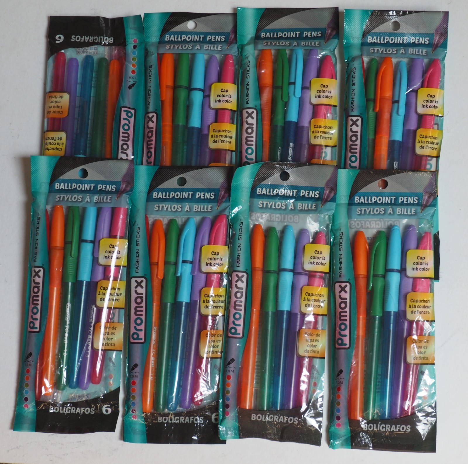 48 New PROMARX Fashion Sticks BALLPOINT PENS – 6 Colors – Comfort Grip
