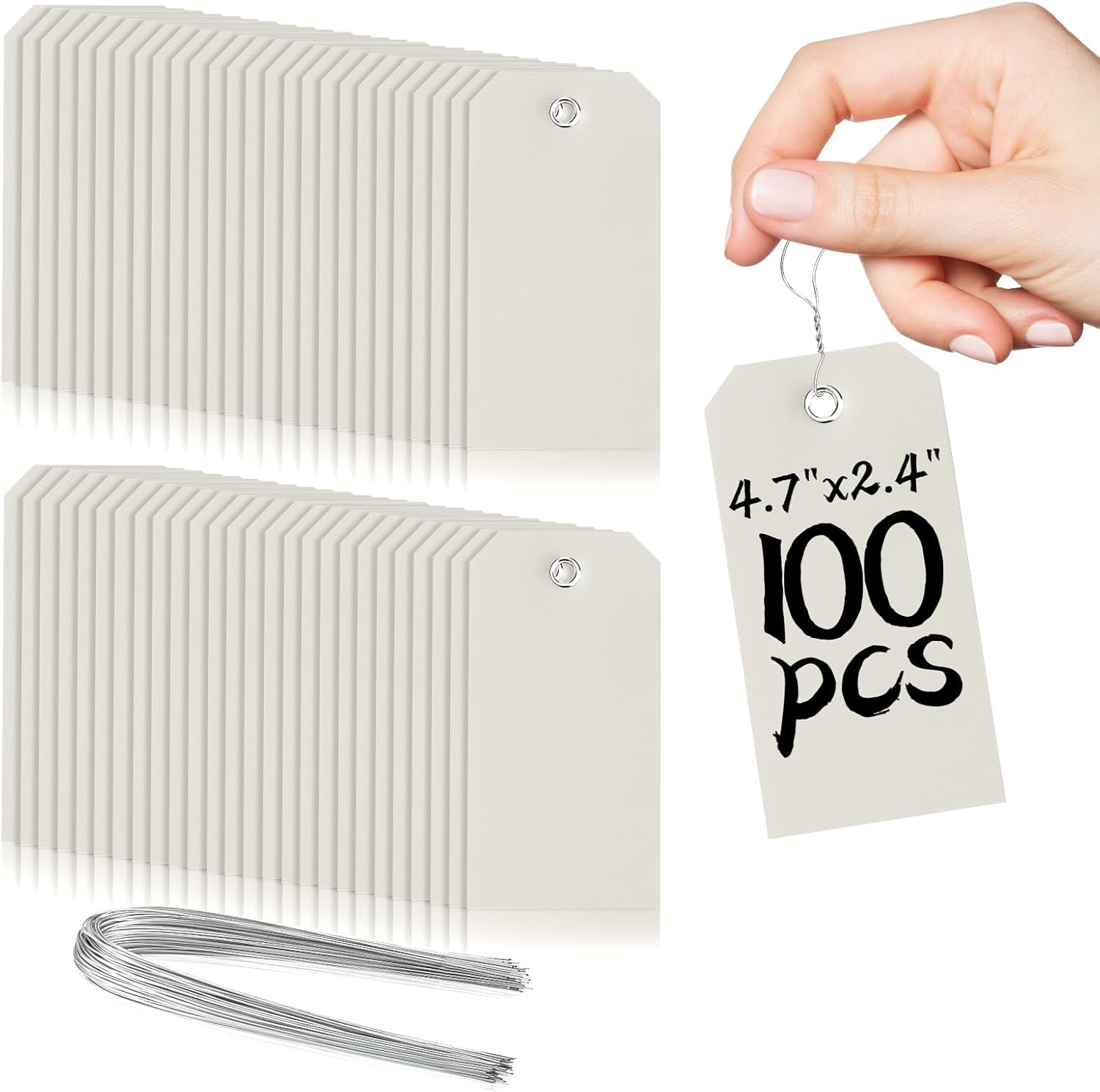 100 Pieces Plastic Shipping Tags with Wires Blank Labeling Tags Waterproof Hang