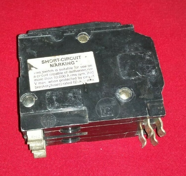 SQUARE D QO260 2 Pole 60 Amp 120/240V Type QO Plug In Circuit Breaker