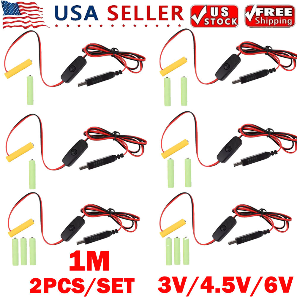 2X AAA Eliminator Cable Dummy-Battery Power Cord Replacement For 3V/4.5V/6V HOT