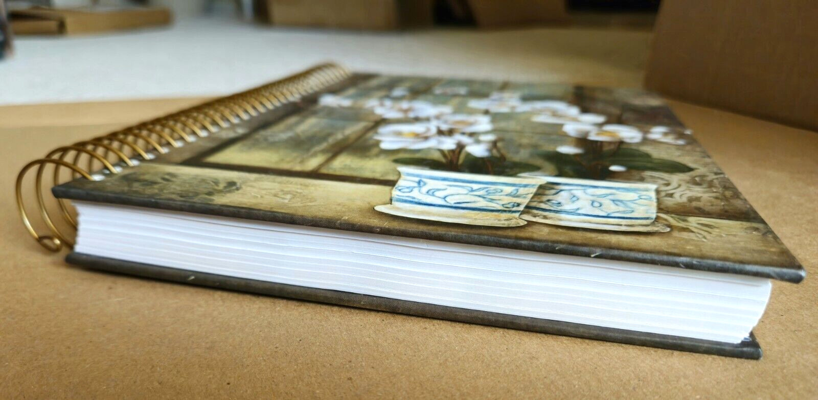 Blank Journal with Lined Pages, Spiral Binding & Heavy Covers ORCHID FLOWER Art