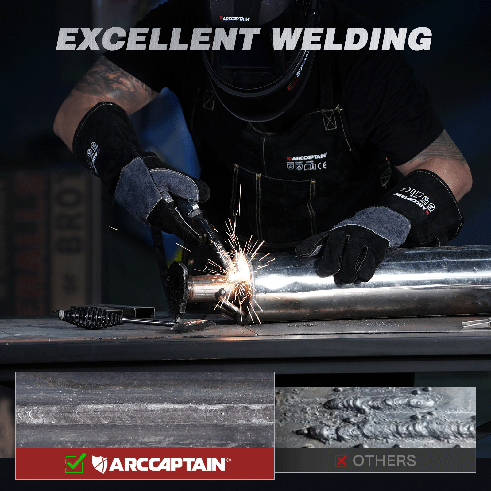 ARCCAPTAIN 165A MIG Welder 4 in 1 Large LED Display 110V/220V & Welding Helmet🔥