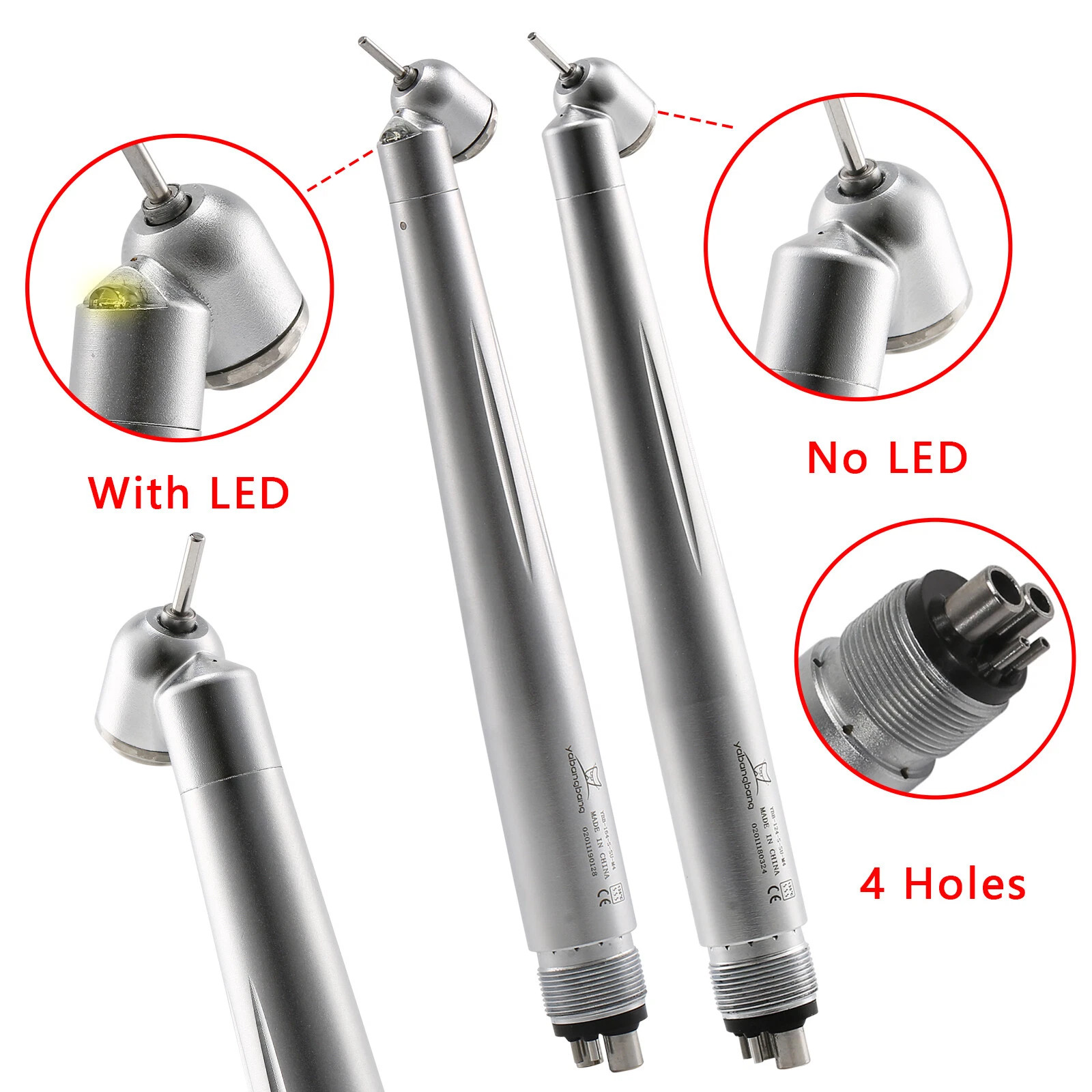 1-5 Dental 45° Degree LED E-generator /High Speed No LED Handpiece 4Hole fit NSK