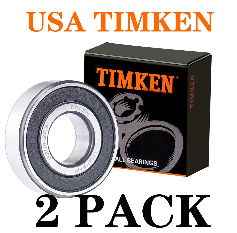 2PACK TIMKEN 6204-2RS 20X47X14MM Double Rubber Sealed Bearings 6204RS