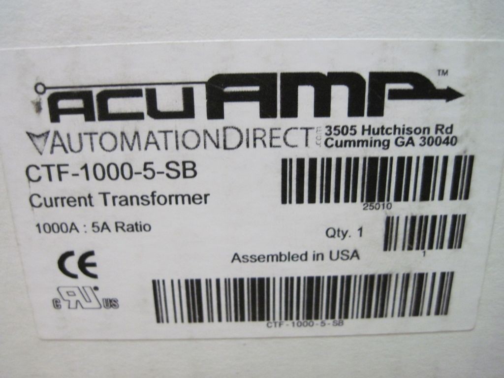 AcuAmp Automation Direct CTF-1000-5-SB Current Transformer 1000A:5A
