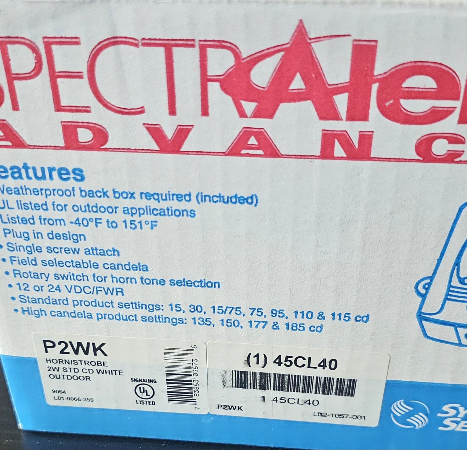 System Sensor P2WK. Outdoor Horn Strobe, 2 Wire, White.