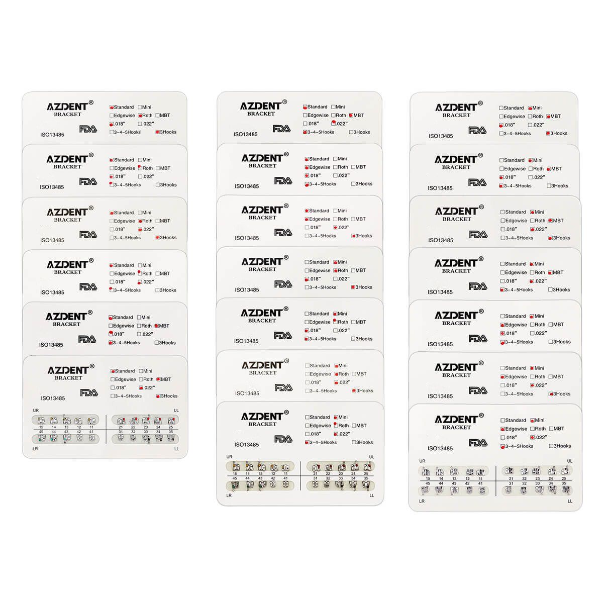 Dental Orthodontic Brace Brackets Mini Standard Roth MBT 022/018 Hooks 3/345