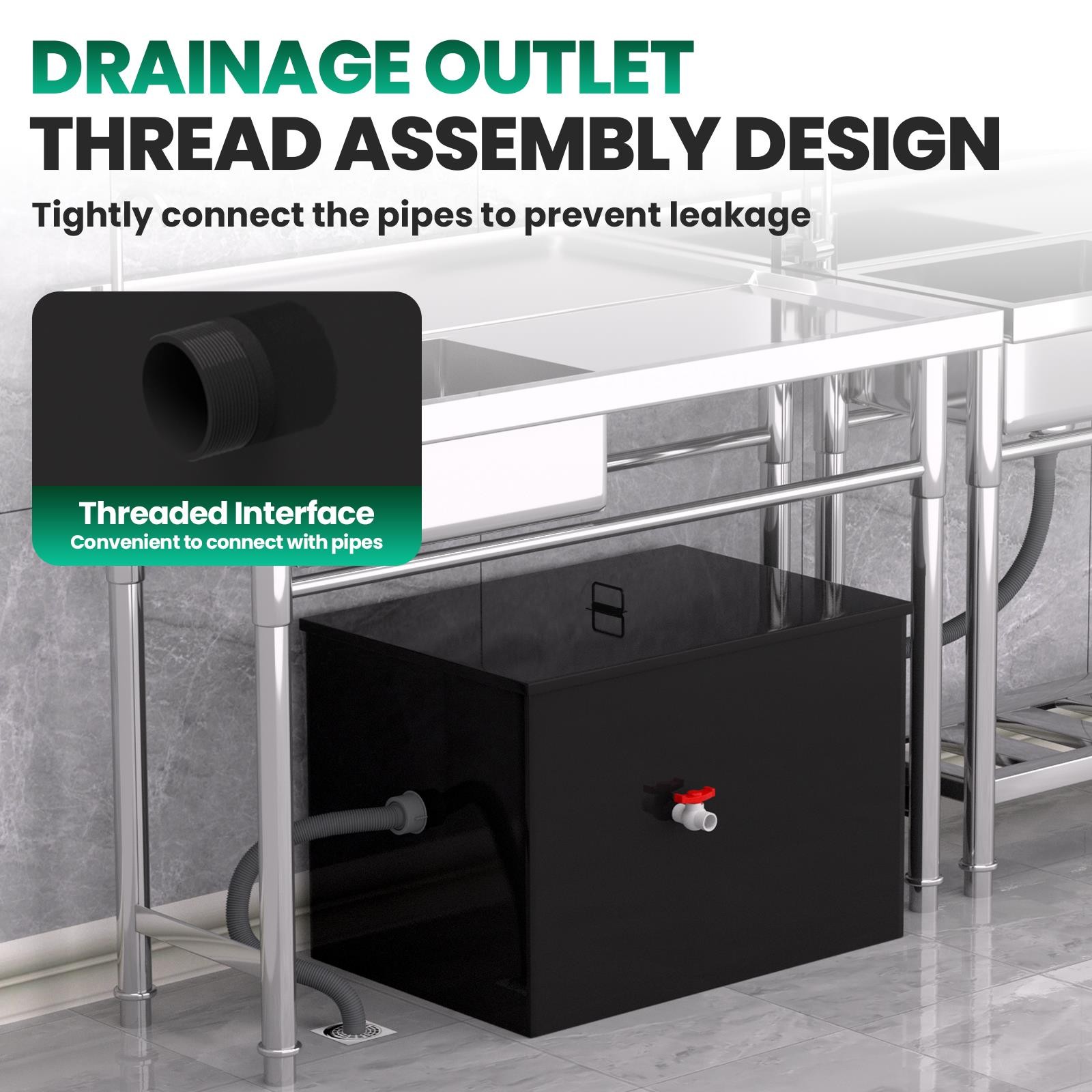 50 LBS Commercial Grease Trap 20.32 GPM Oil-water Separator Grease interceptor