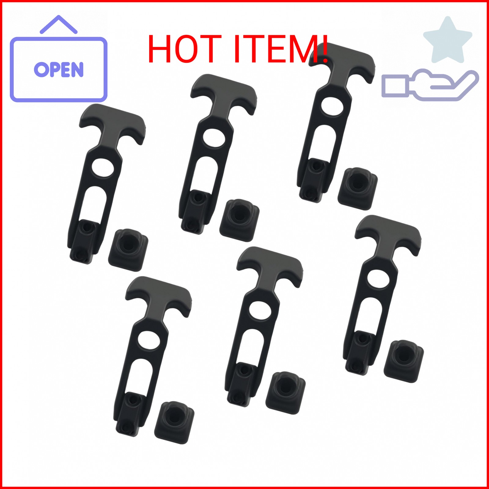 Unlorspy 6Pcs Flexible T-Handle Rubber Draw Latches, 4.13Inch Black T Handle Has