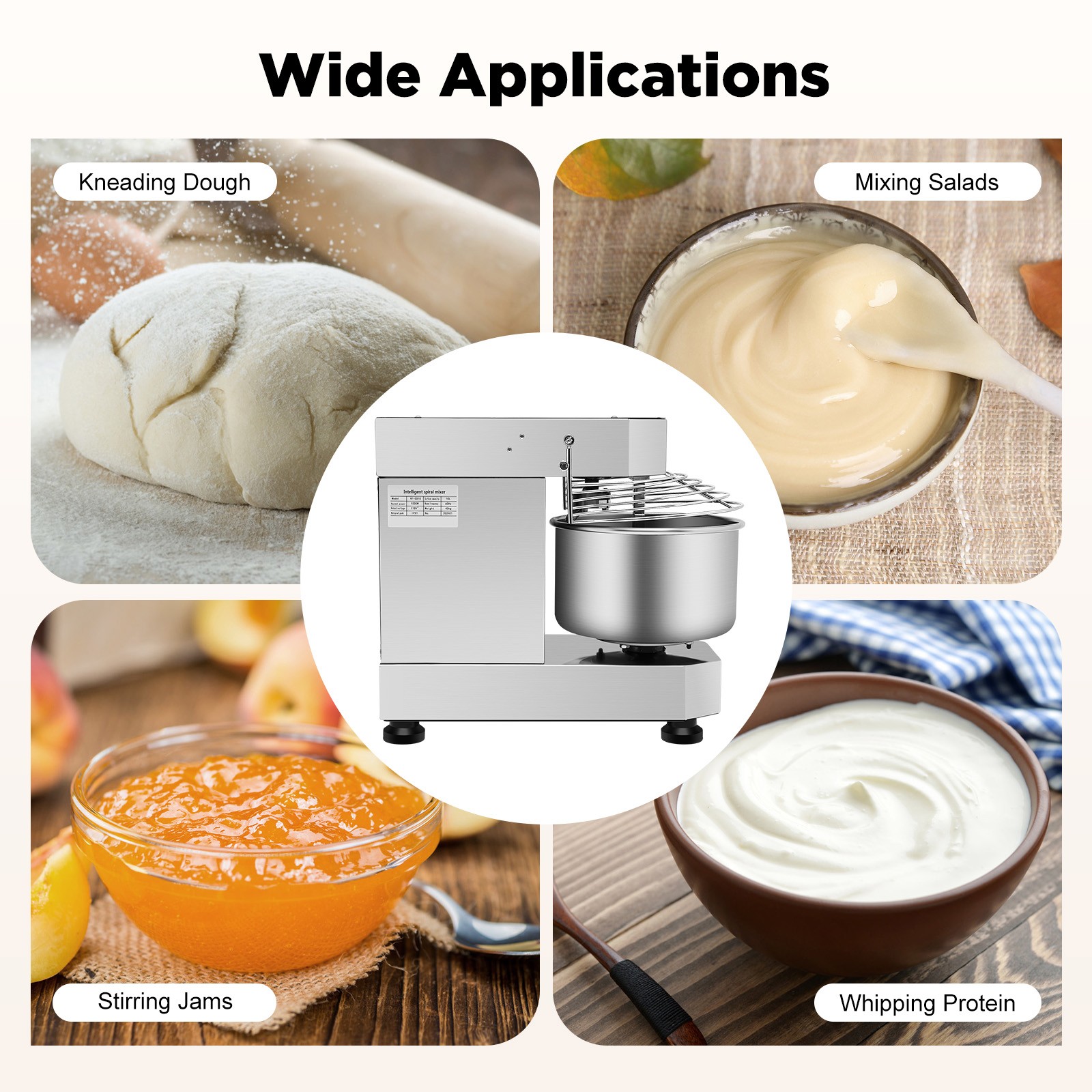 12Qt 2-Speed Commercial Food Mixer Electric Dough Mixer Pizza Bakery Mixer 750W