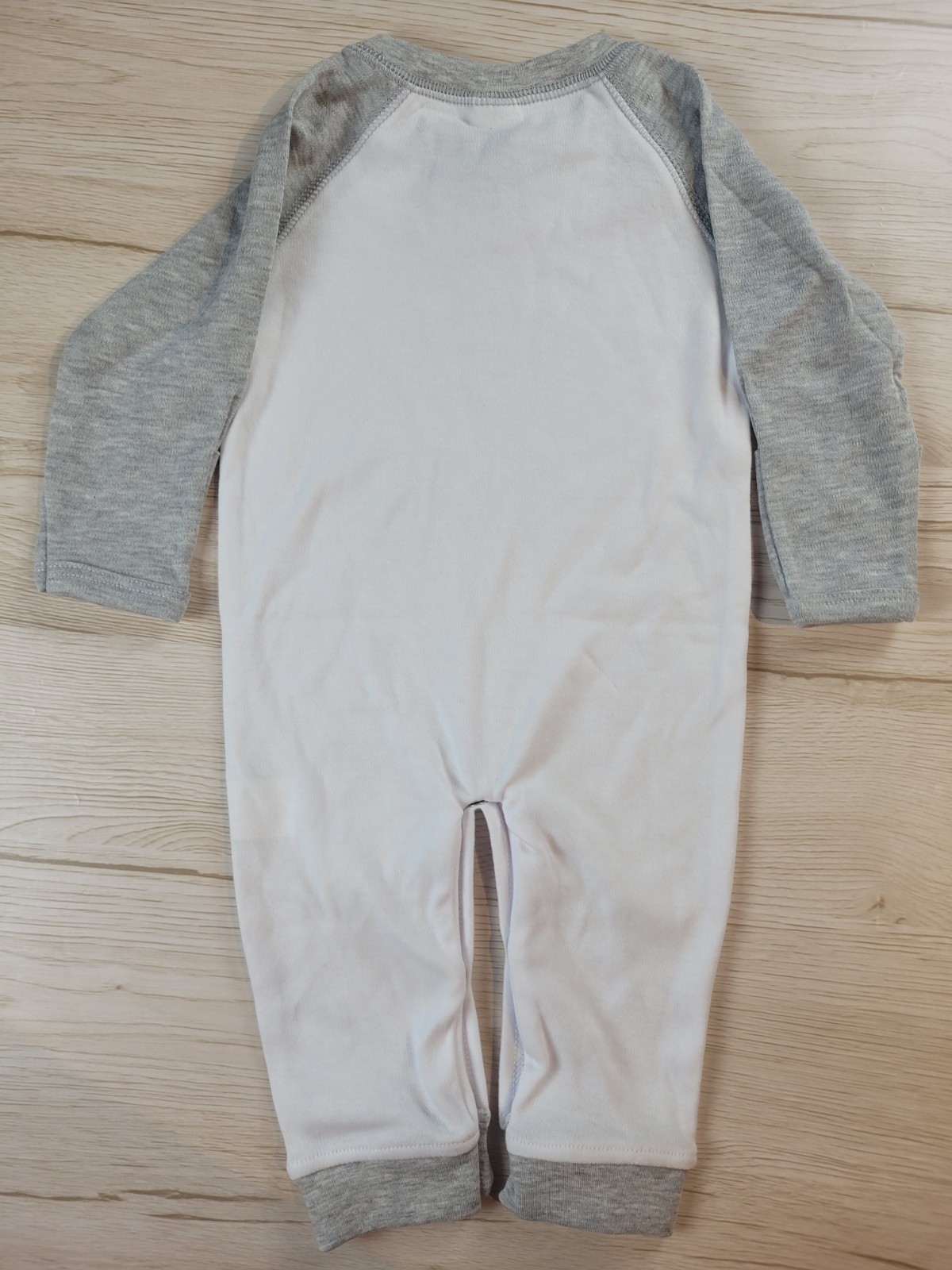 Baby One-Piece Raglan Sleep N Play blank– White/Gray Polyester Cotton 3-6 month