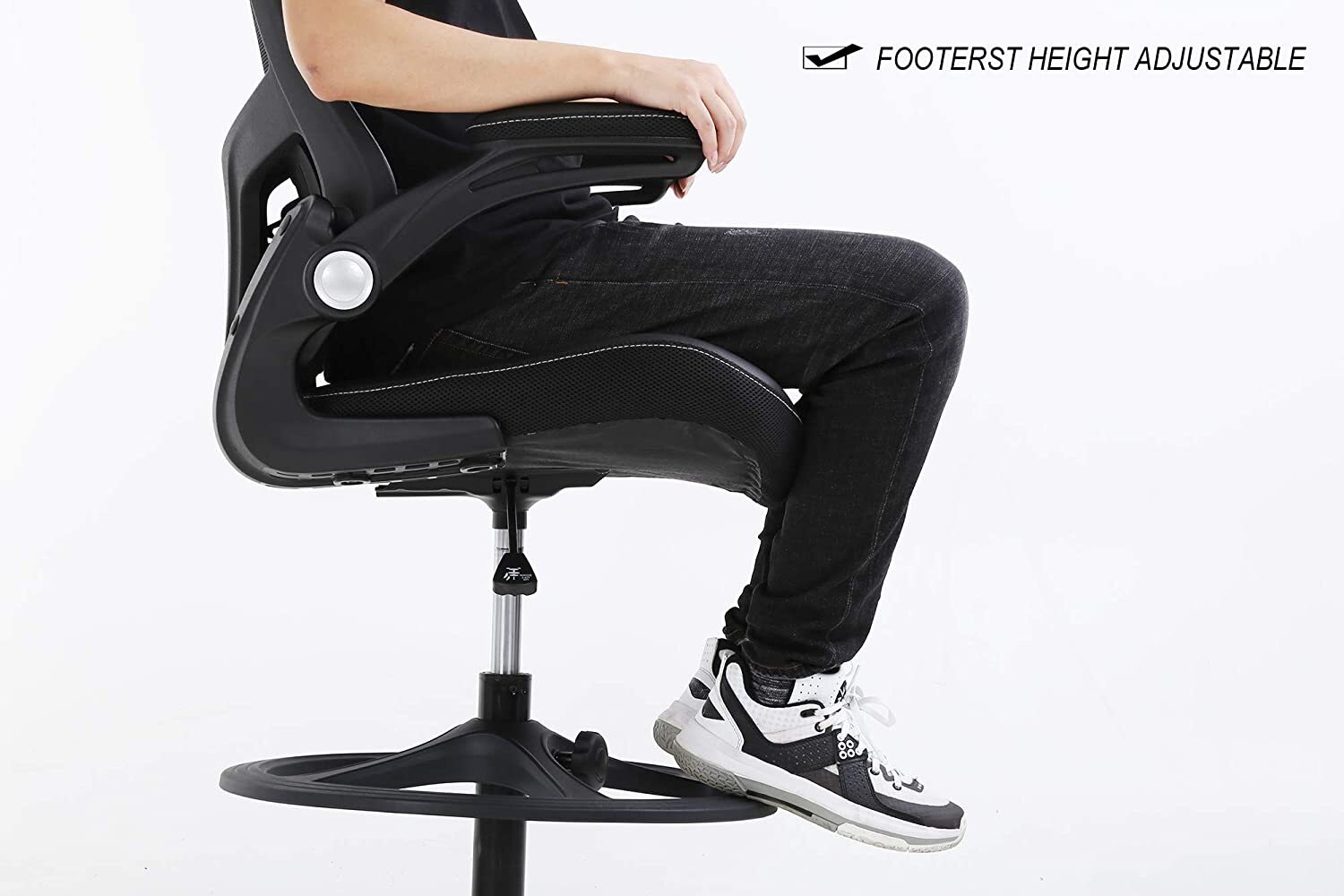 Drafting Chair Tall Office Chair Ergonomic Desh Chair with Lumbar Support Black