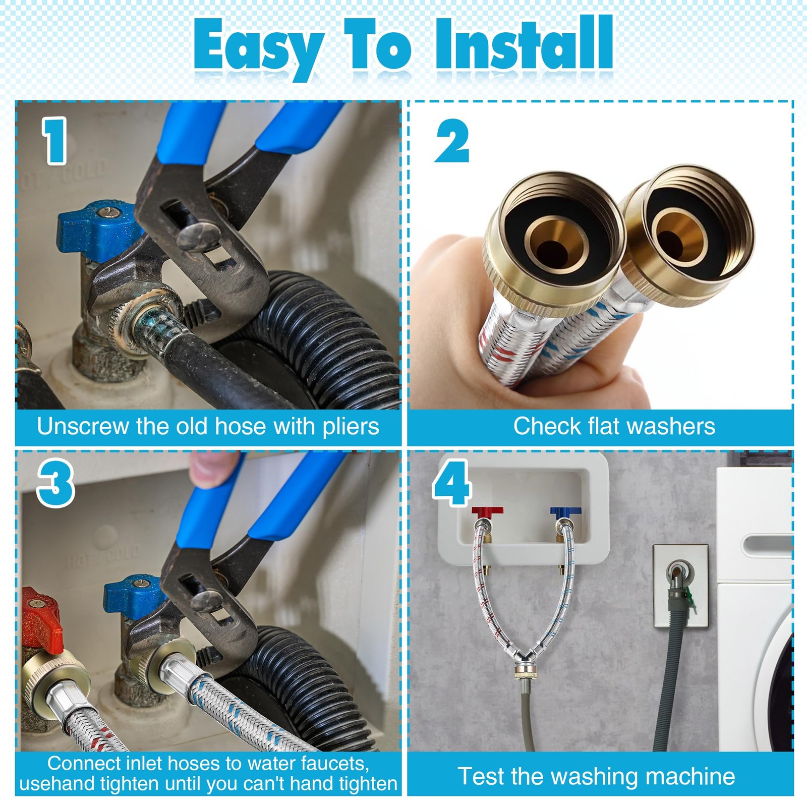 Dreyoo Hose Y Connector, 1 Ft Washing Machine Y as the picture shown