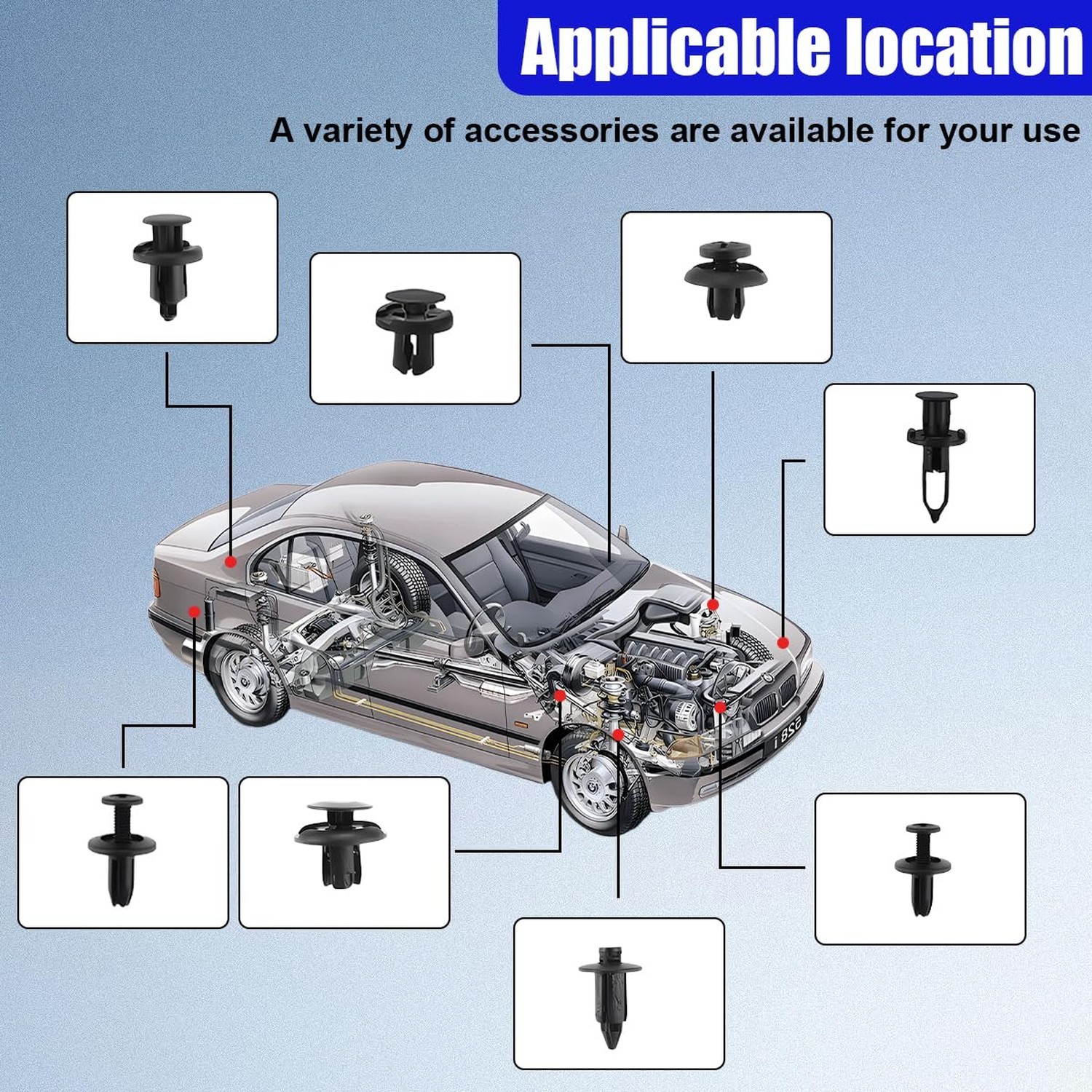 1240PCS Car Push Retainer Clips & Fasteners Kit – 32 Universal Sizes Nylon
