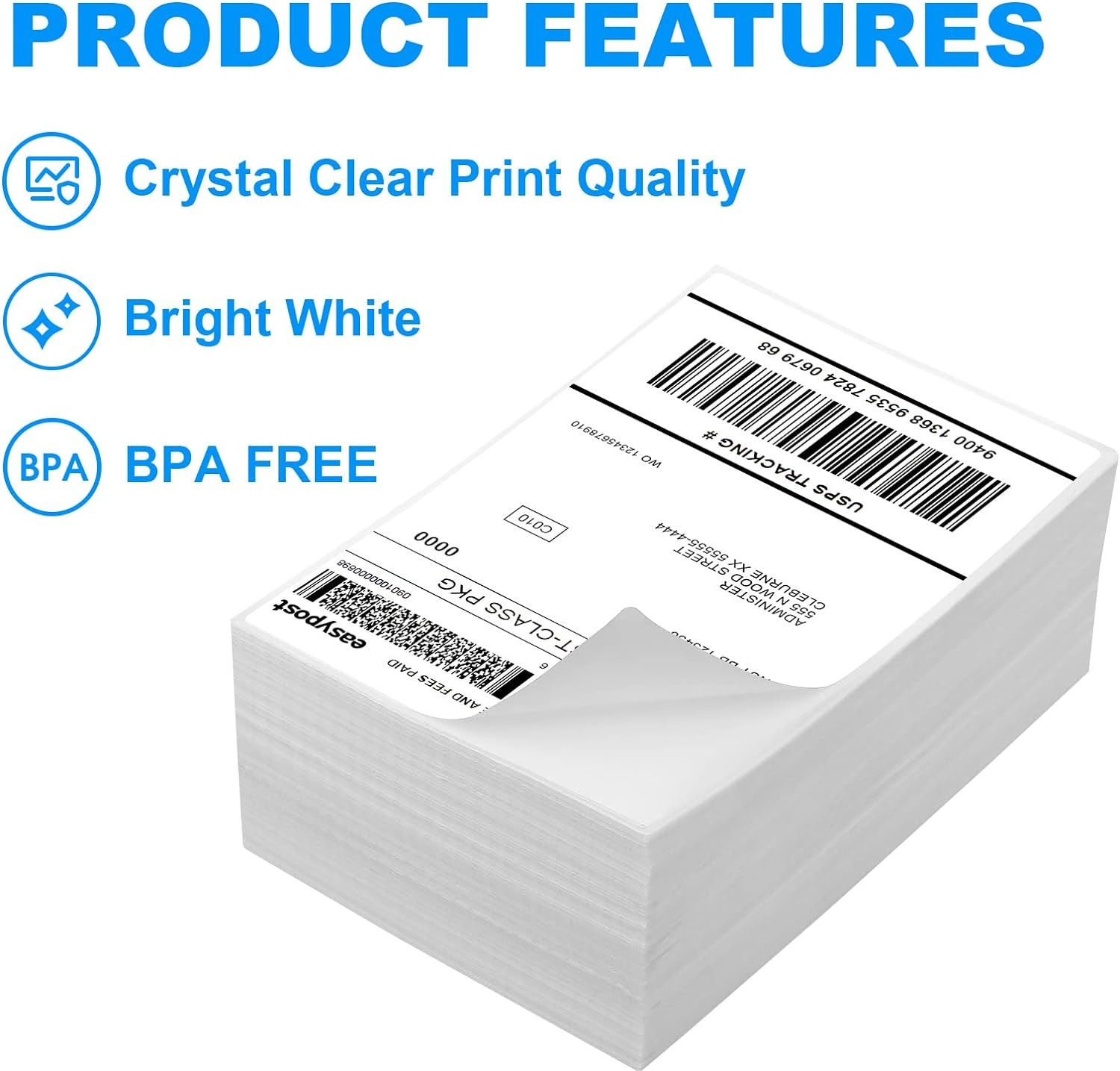 500/Stack 4×6 Fanfold Direct Thermal Shipping Labels Perforated Commercial Grade