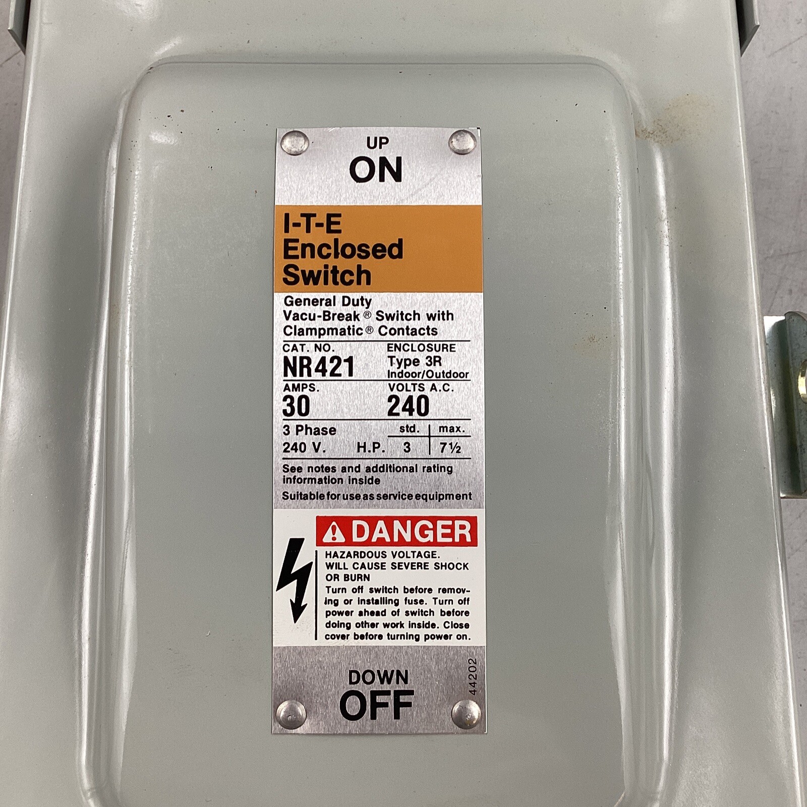 HOUSTON STOCK NEW SIEMENS NR421 DISCONNECT SWITCH 30A 240V NEMA 3R FREE SHIPPING
