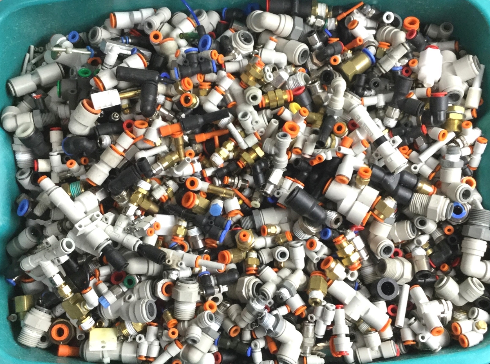 4 Pounds of Randomly Assorted Pneumatic Fittings, See Pictures for Details