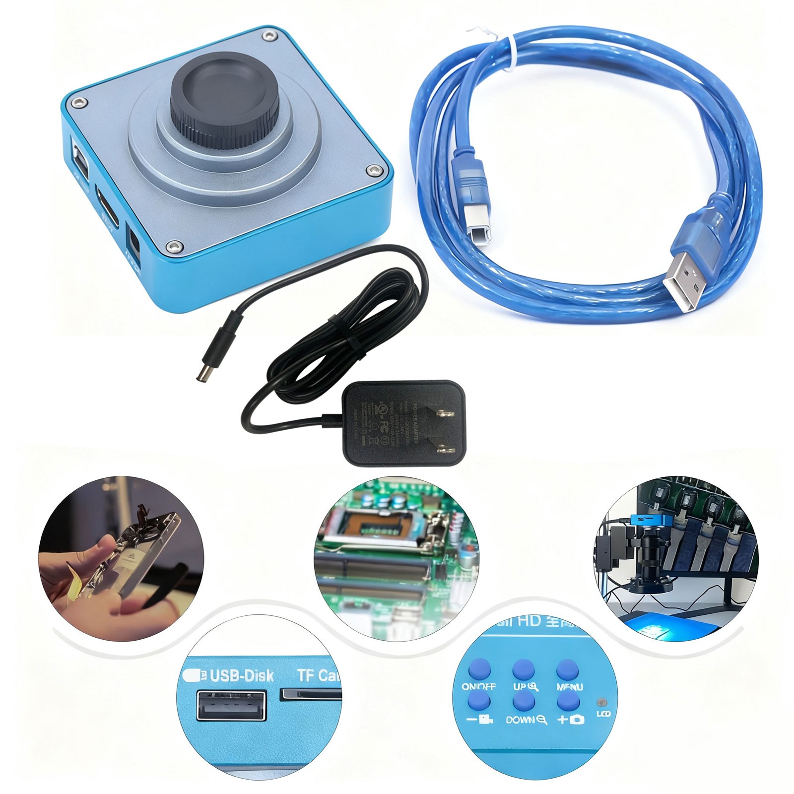 HD 1080p HDMI Industrial Digital Video Microscope Camera C Mount USB Blue NEW !