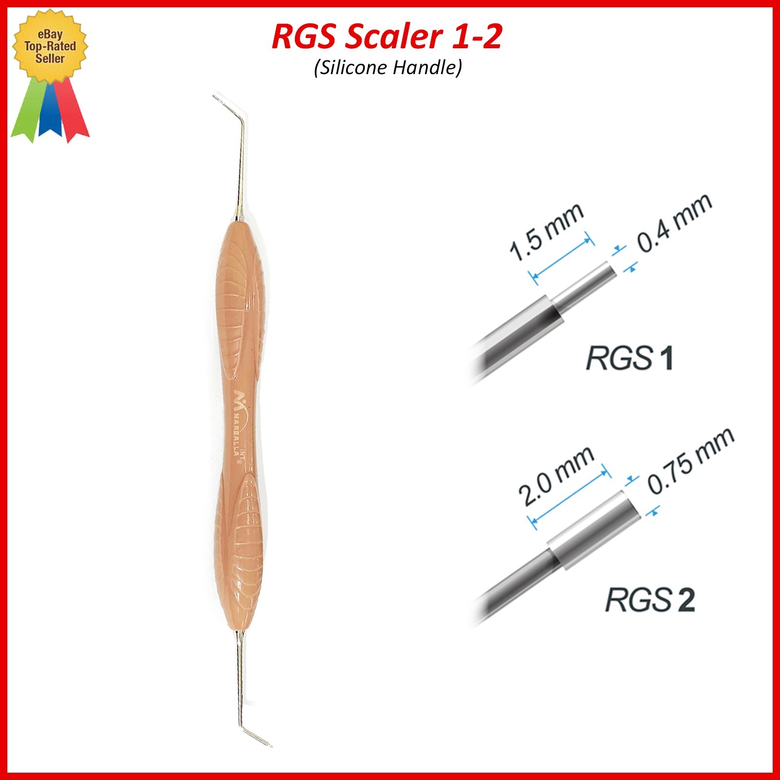 Dental Instrument RGS 1-2 Silicone Handle Depth Dimensions for Restorations