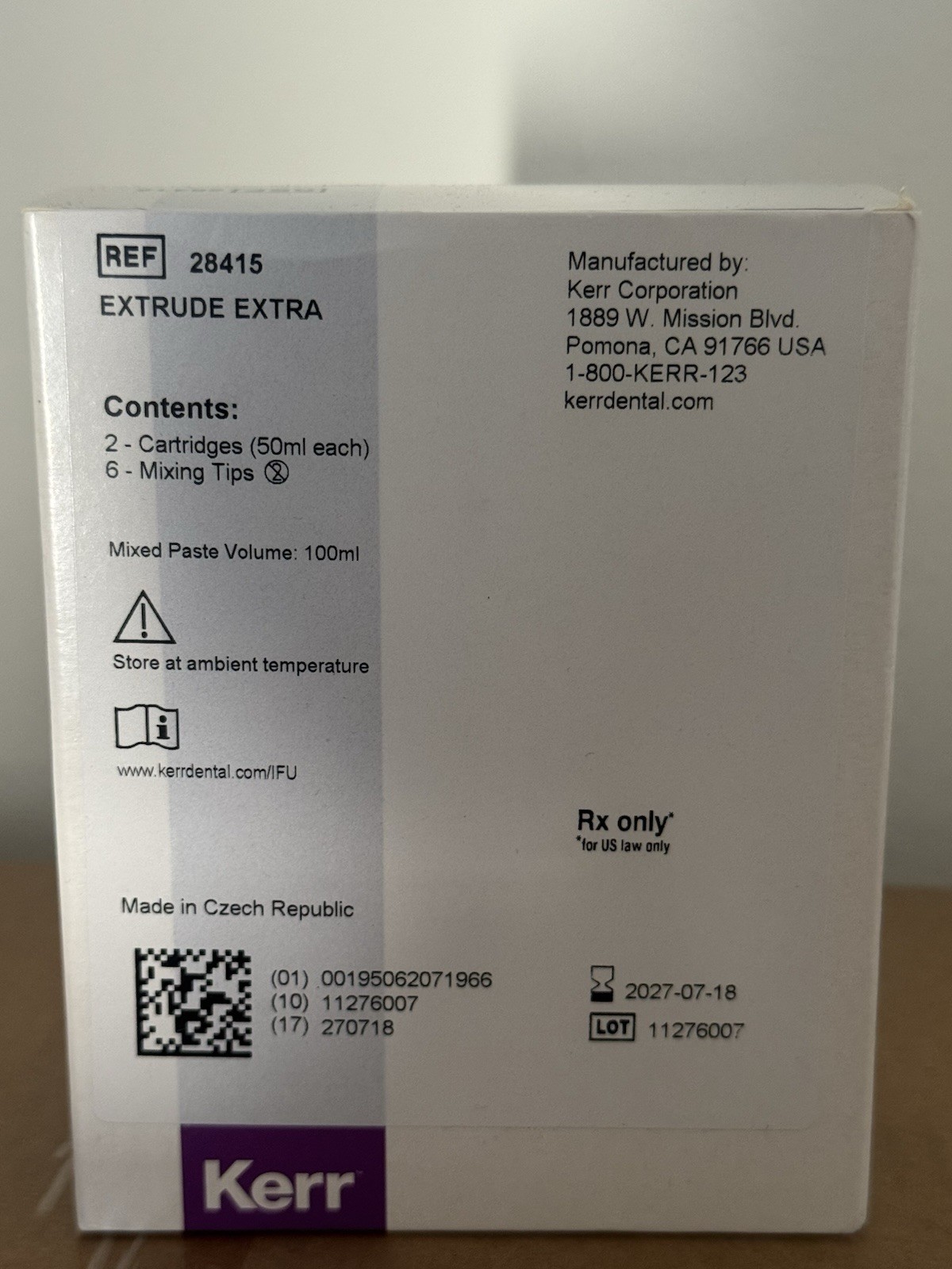Kerr Extrude Extra Polyvinylsiloxane Impression Material 100ml, Tips 28415