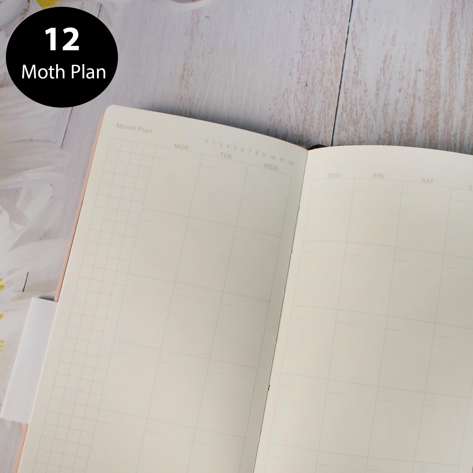 Fromthenon PU Leather Weekly Plan Portable 7.4 x 3.7 x 0.6 inches, Black