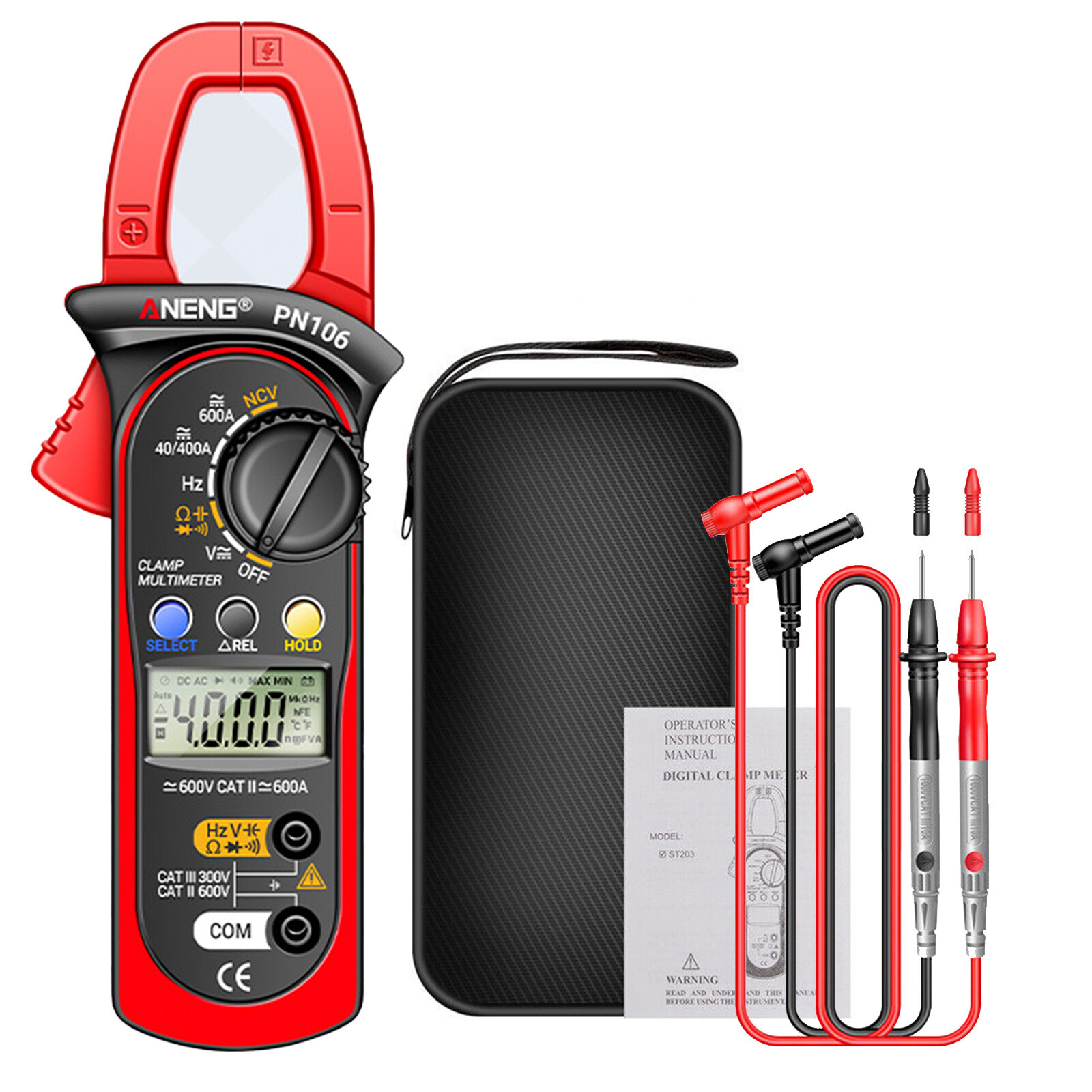 AC/DC Current Digital Clamp Meter Amp Multimeter Handheld Tester 4000 Counts