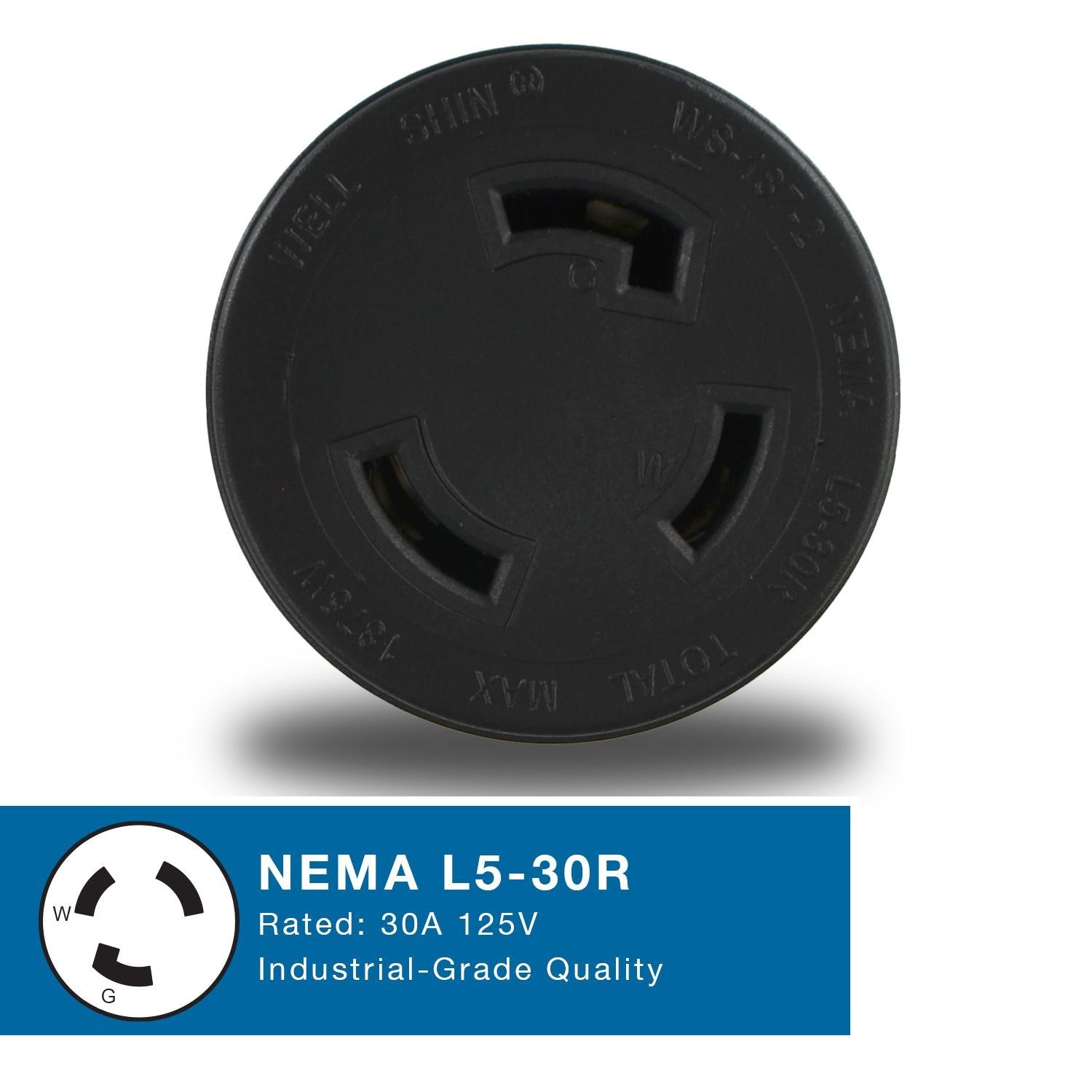 Conntek 30222-BK Plug Adapter NEMA 5-15P to L5-30R