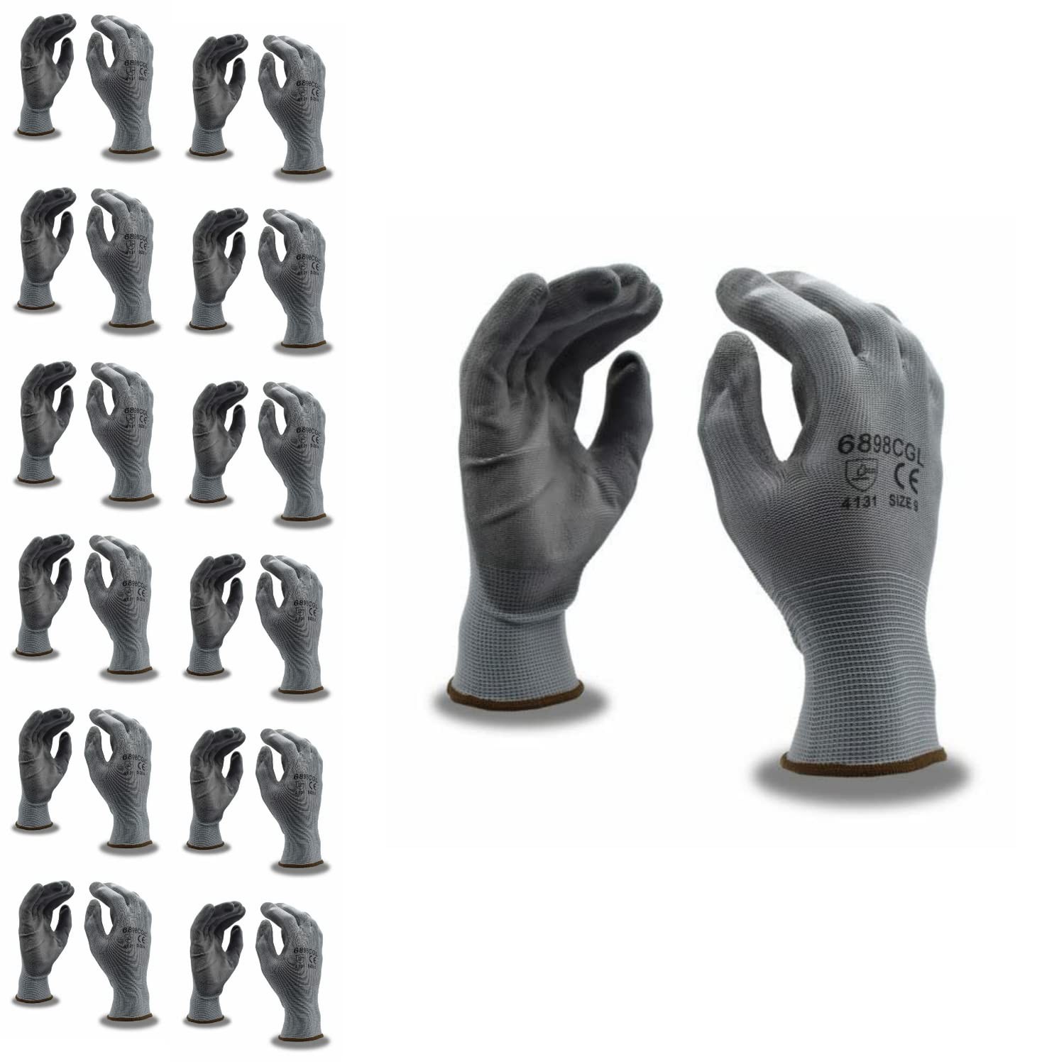 Cordova 6898CGXL Standard Gloves 13-Gauge Gray Polyester Palm Coating 12-Pack XL