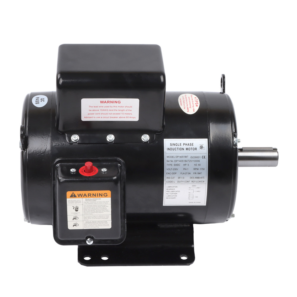 1Pack Single Phase Motor 5HP L1430T 208-230V 1725RPM 184T Frame 1-1/8″ Shaft