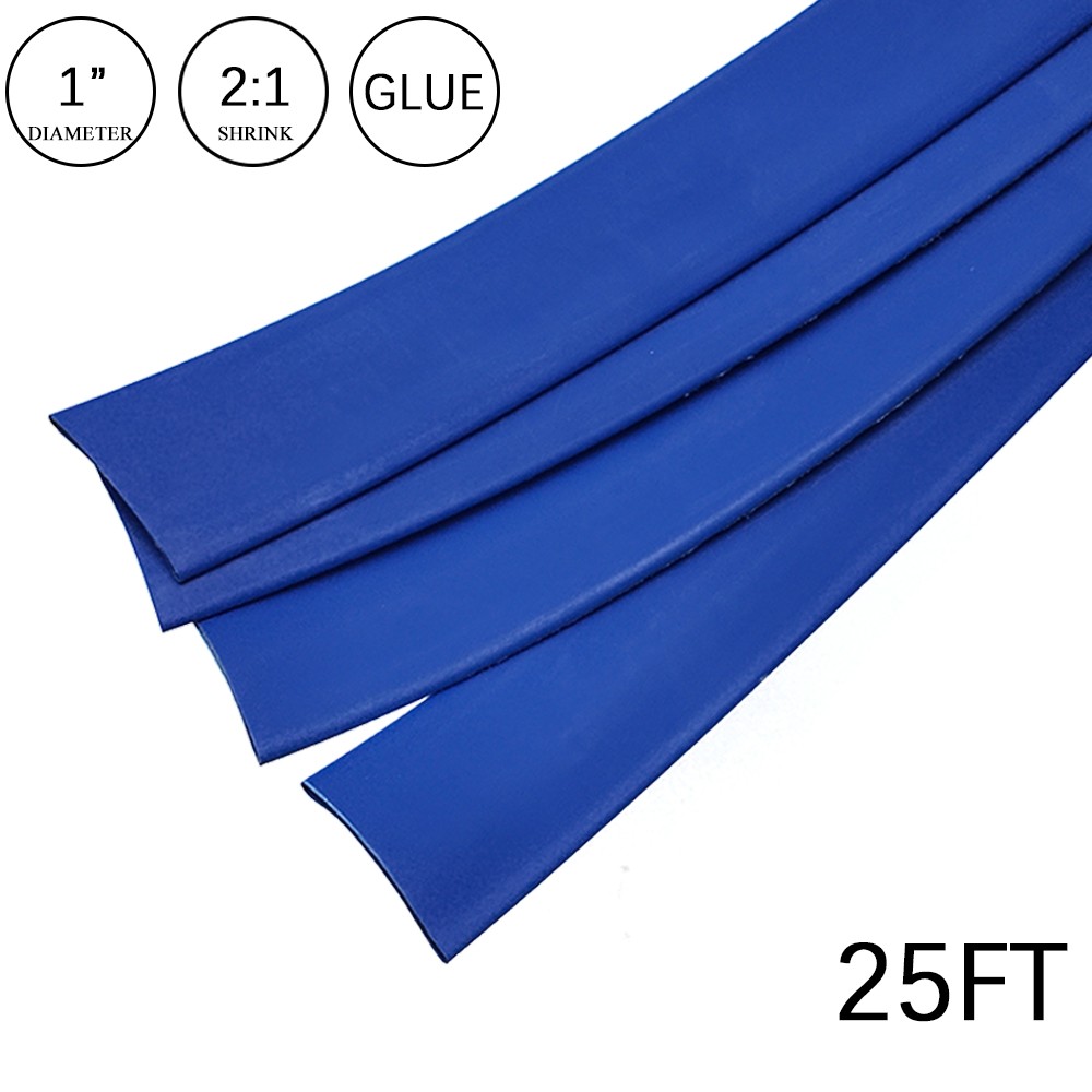 2:1 Heat Shrink Tube – 1″ Blue Dual Wall Marine Adhesive Glue Lined Waterproof