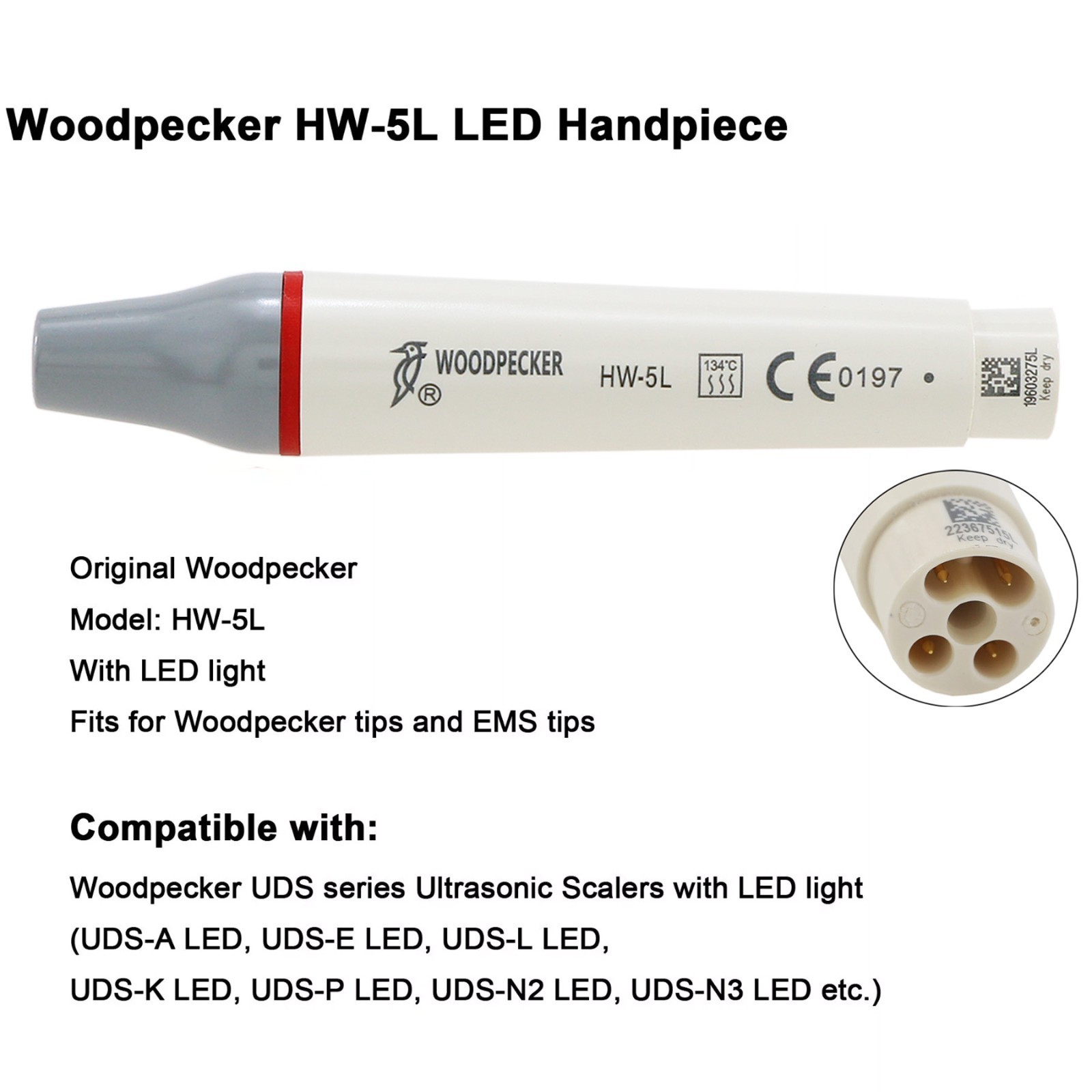 US Woodpecker HW-5L Dental Ultrasonic Scaler Detachable Handpiece with LED Light