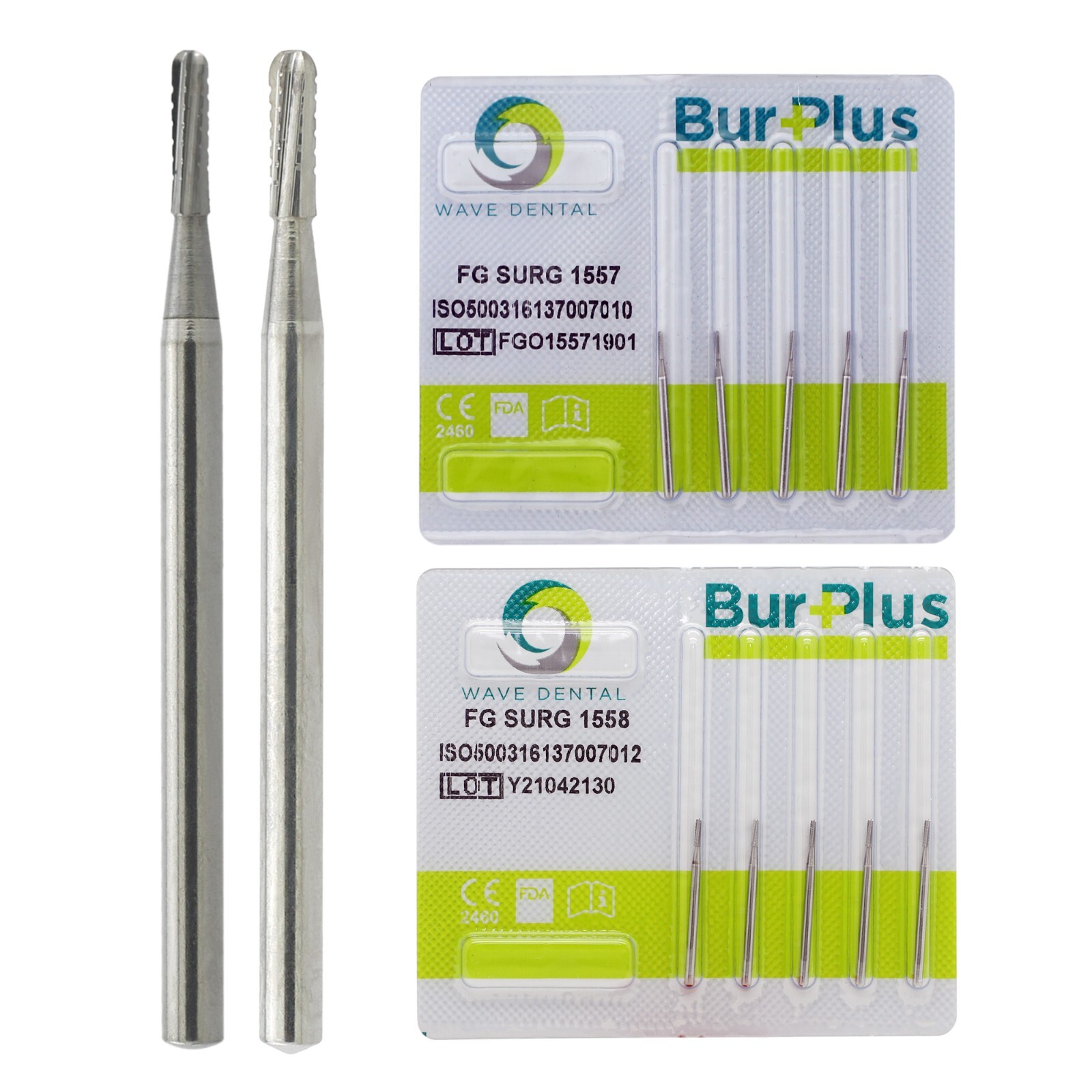 5pcs Prima Wave Dental Carbide Burs High Speed FG 19mm/Surgical FGOS SL 557 25mm