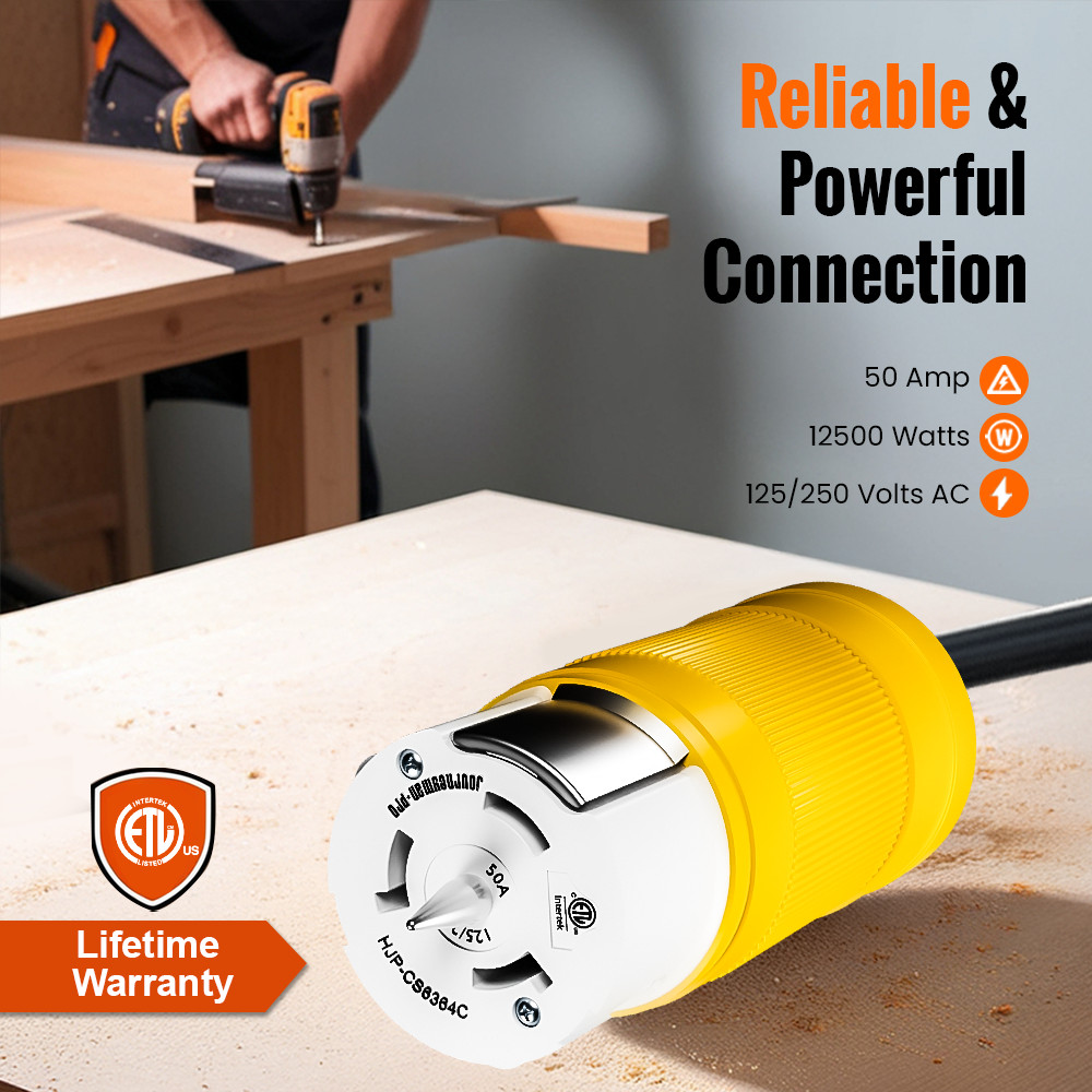 CS6364C + CS6375 Combo Set 50 Amp 125/250V 4-Prong Twist Lock Connector & Inlet