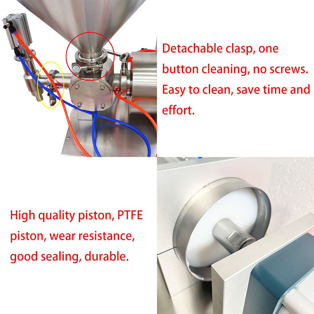 Pneumatic Liquid Paste Filling Machine 1000-5000ml with Hopper One Nozzle 110V