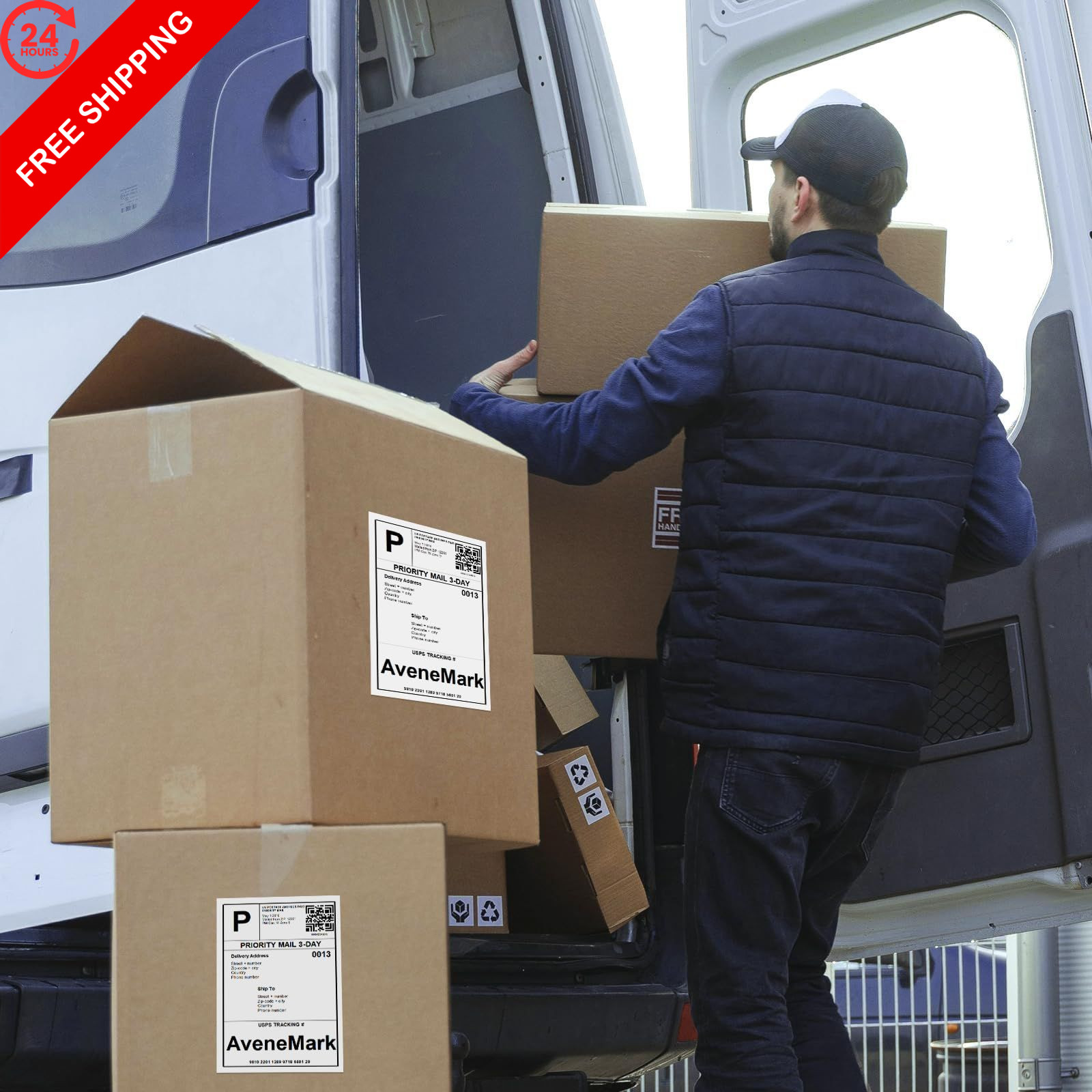200 Half Sheet Shipping Labels 8.5×5.5 Inch 100 8-1/2″×5-1/2″ | 2-up, White