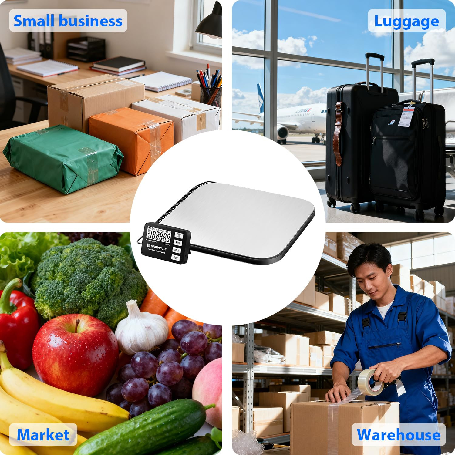 Shipping Scale 440Lb/0.35Oz Accuracy,Digital Postal Scale for Packages with Pcs/
