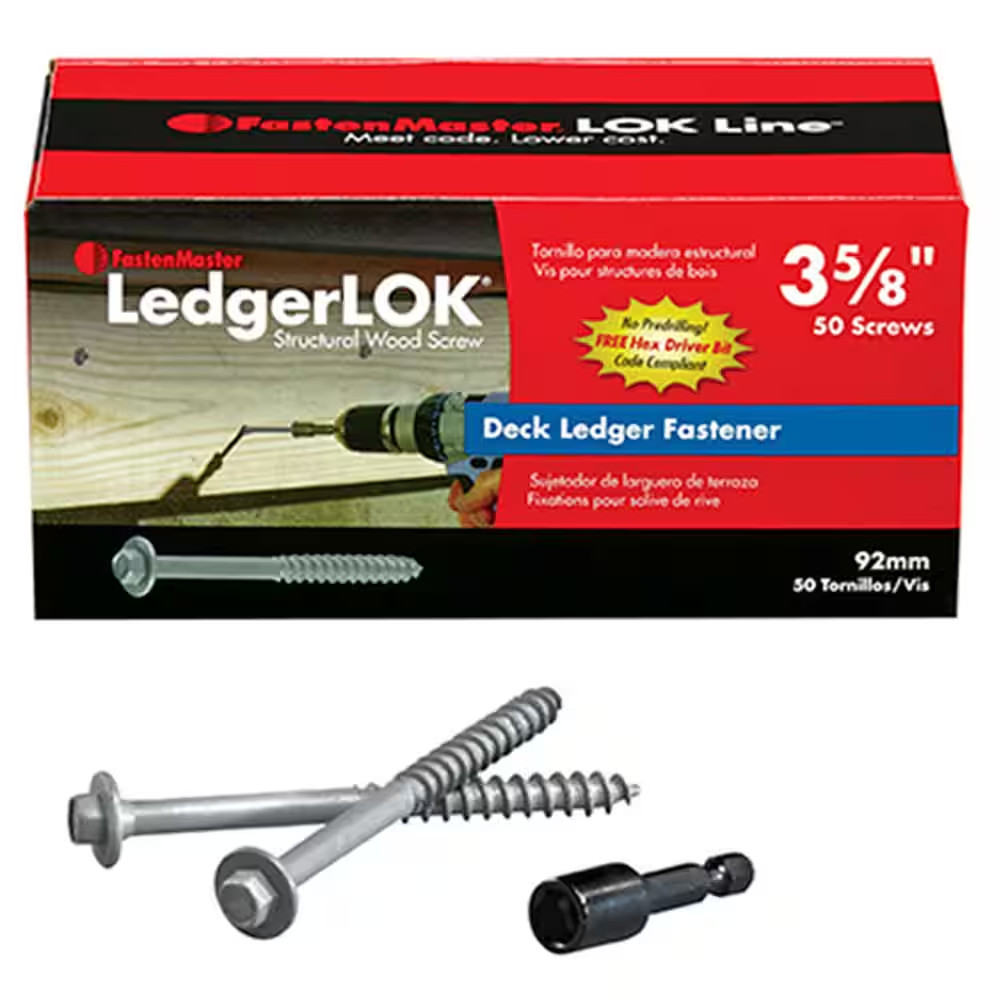 Ledgerlok Structural Ledger Board Screws – 3-5/8 Inch Wood Screws with Hex Head
