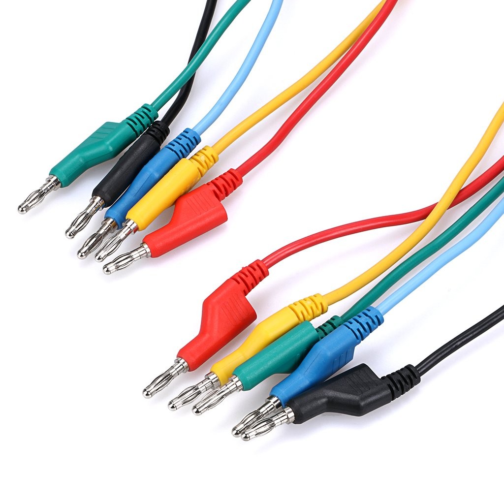 Sumnacon 5pcs Banana to Plug 3.3Ft/1M, Black, Blue, Green, Red, Yellow