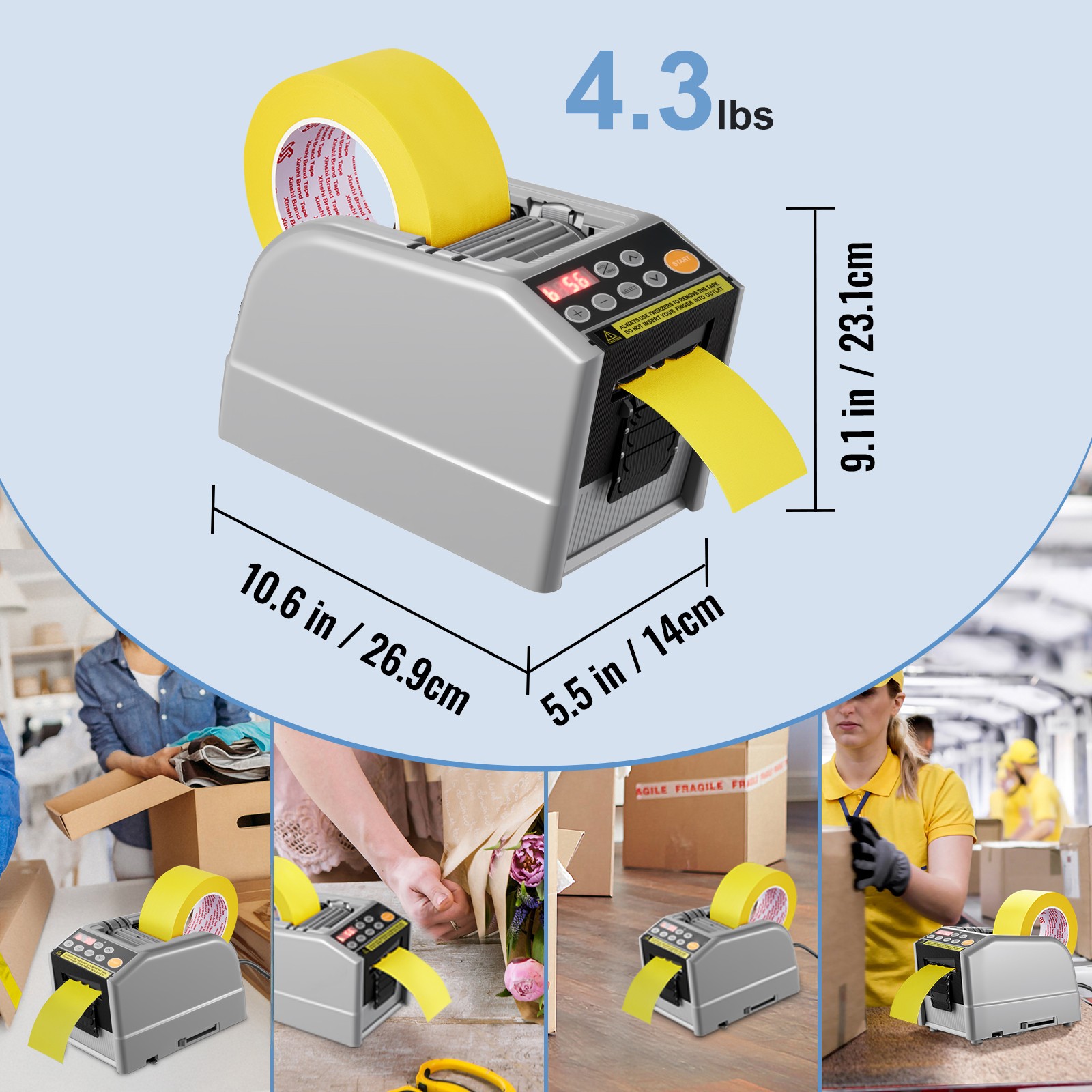 VEVOR Automatic Tape Dispenser 110V Packaging Cutter Machine for 0.24-2.36″ W