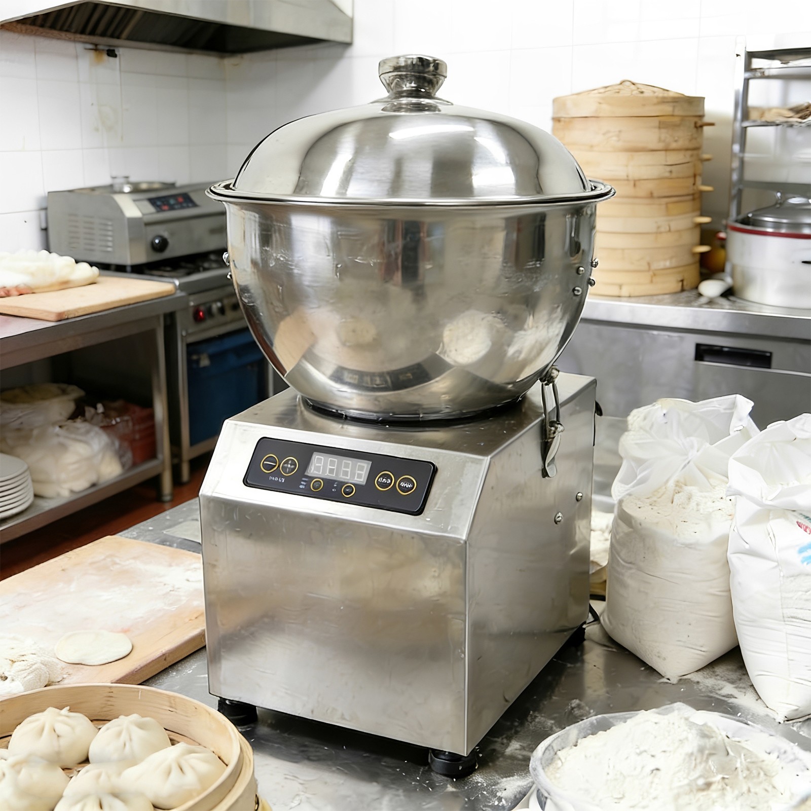 8KG 110V Electric Dough Mixer Bread Kneading Machine Auto Flour Mixer w/Heating