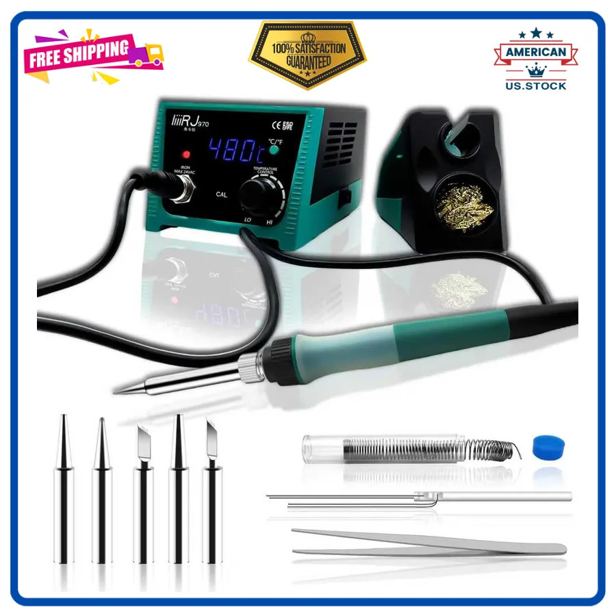 75W Digital Soldering Station Adjustable Temp with 5 Tips and Repair Tools Kit