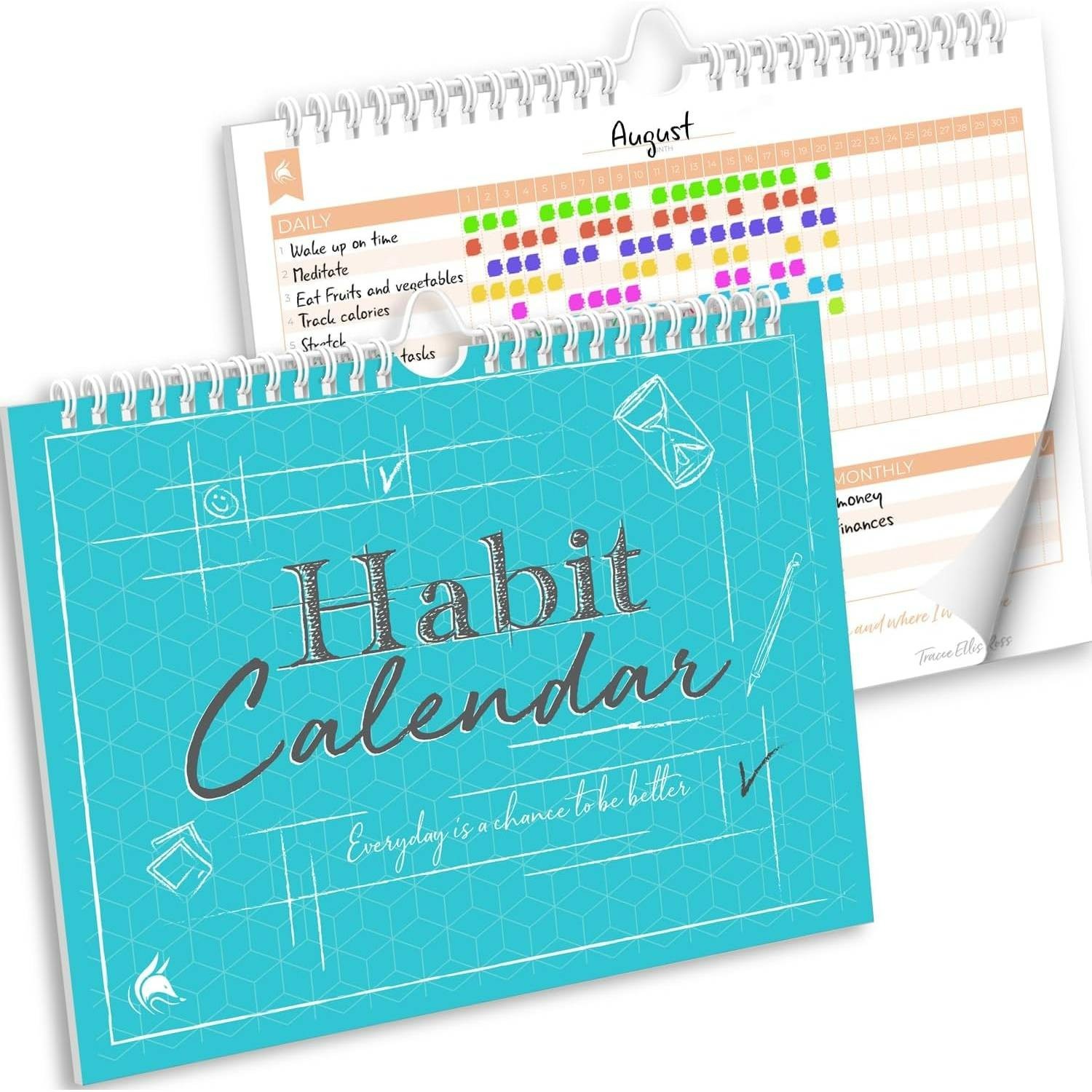 Clever Fox Habit Tracker Calendar Habit & Goal Planner Journal (Turquoise)