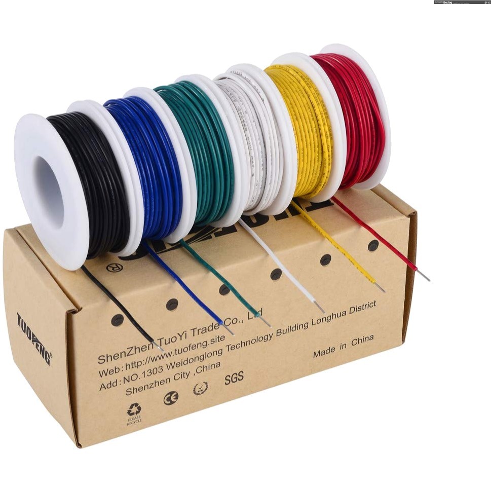 Durable 22 AWG Solid Core Electronic Wire Set – 6 Colors, 180 Feet Total Length