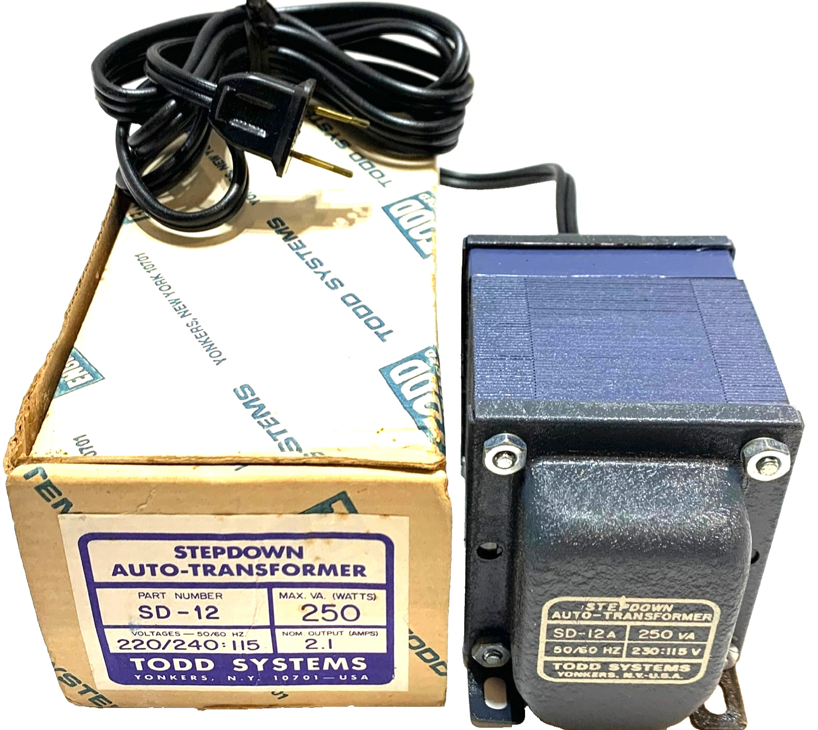 TODD SYSTEMS (SD-12A) StepDown Auto-Transformer 230V To 115V 250W, New FREE S&H