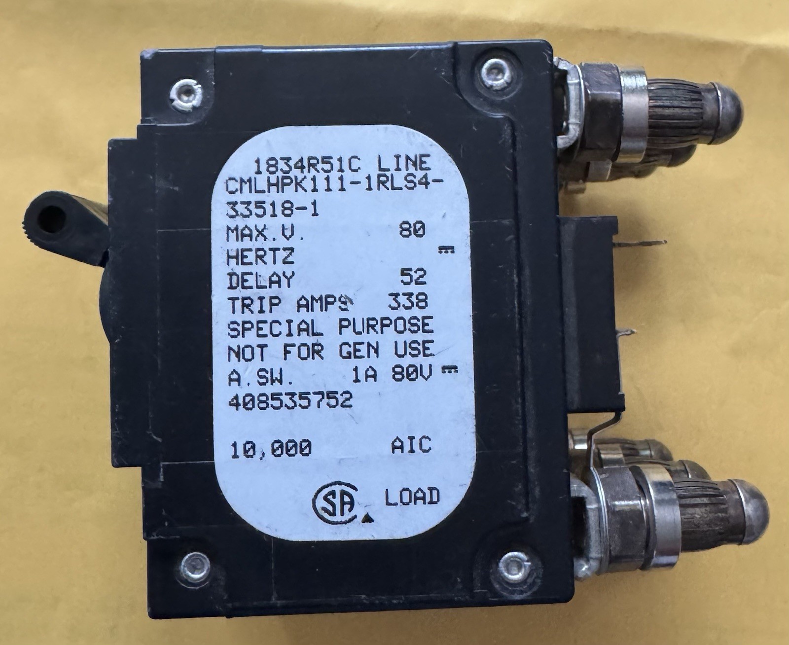 Airpax CMLHPK111-1RLS4-33518-1 Circuit Breaker 250A